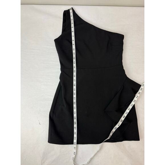 Lovers and Friends Black One Shoulder Ruffle Mini Dress Elegant Cocktail Small - Picture 6 of 10
